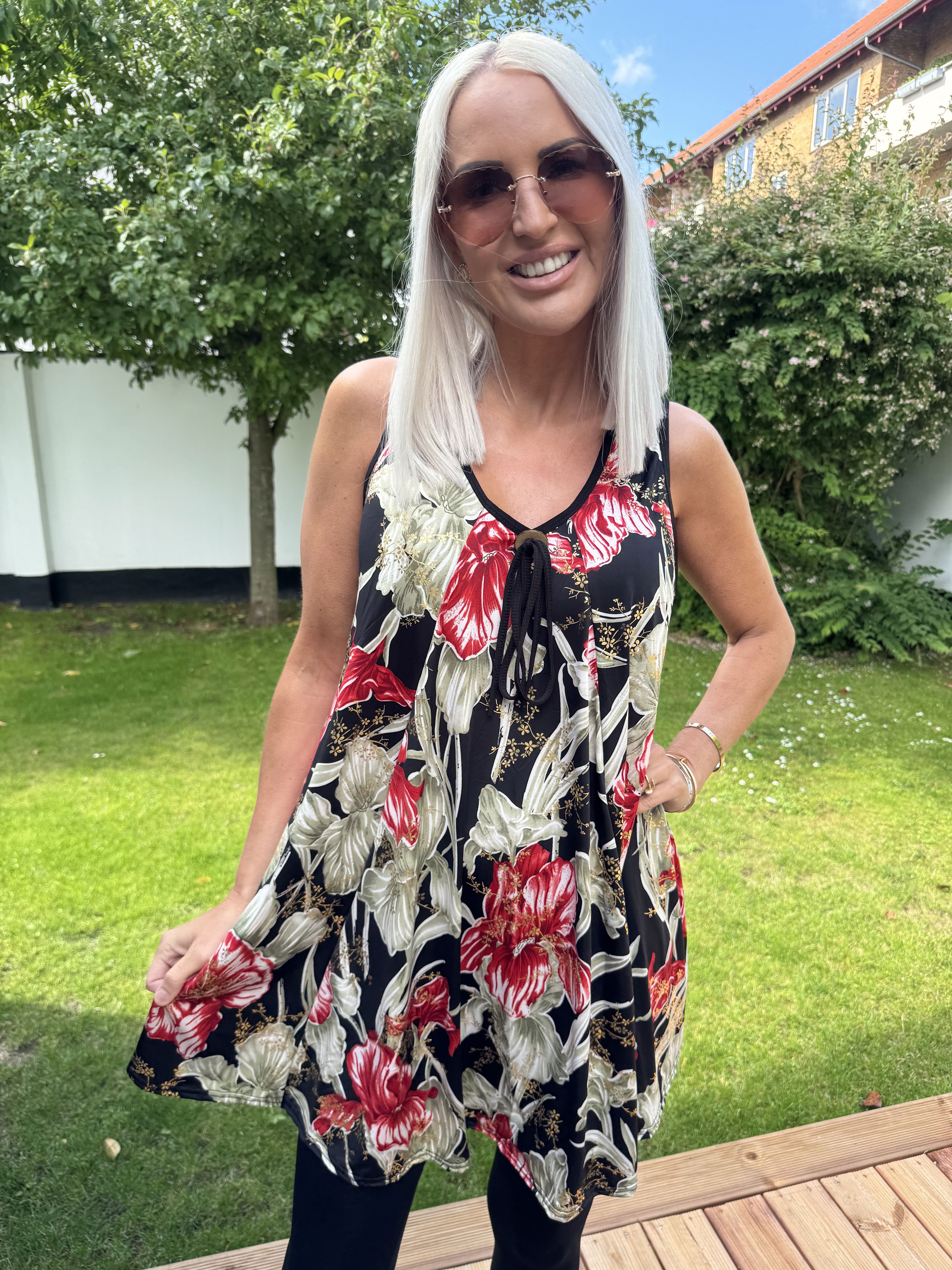 Palma Spring - Lang mønstret tunika i elastisk stof